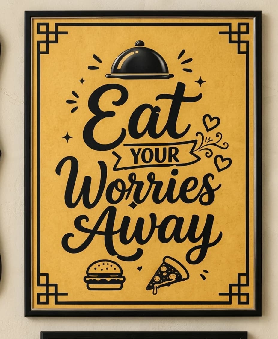 Eat Your Worries Away | Kitchen Wall Art Frame decor
